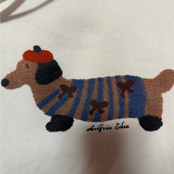 Alfredo Ezba White Hoodie with Embroidered Dachshund Design (Unisex M) - Picture 4 of 4